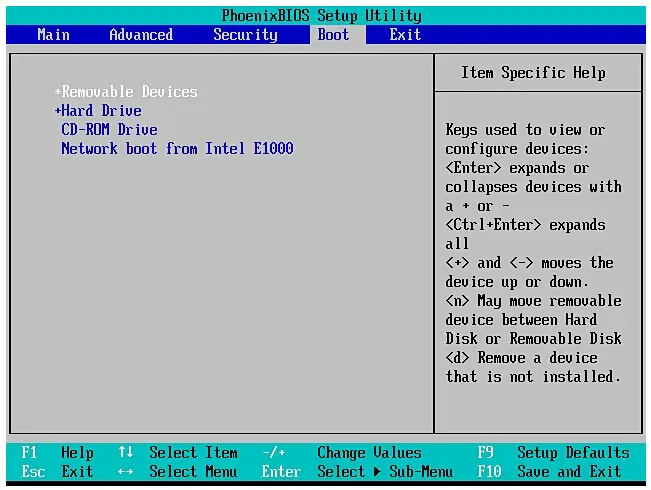 Arranque de USB en configuración del BIOS