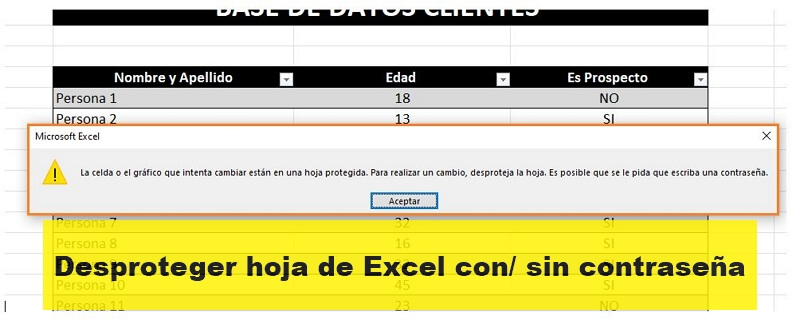 Desproteger hoja Excel