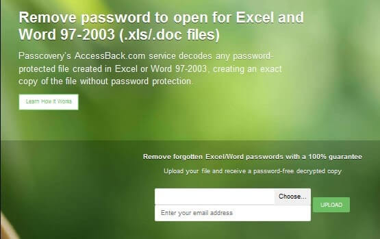 desproteger documento Excel online con Accessback