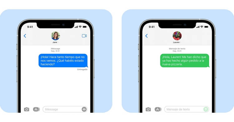 mensajes de iMessages y SMS