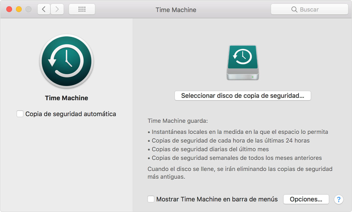copia de seguridad de Mac con Time machine