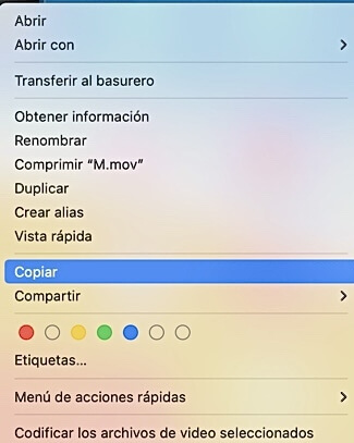 cómo copiar y pegar en Mac con el mouse