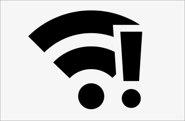 un signo de exclamación sobre el icono Wi-Fi de Mac