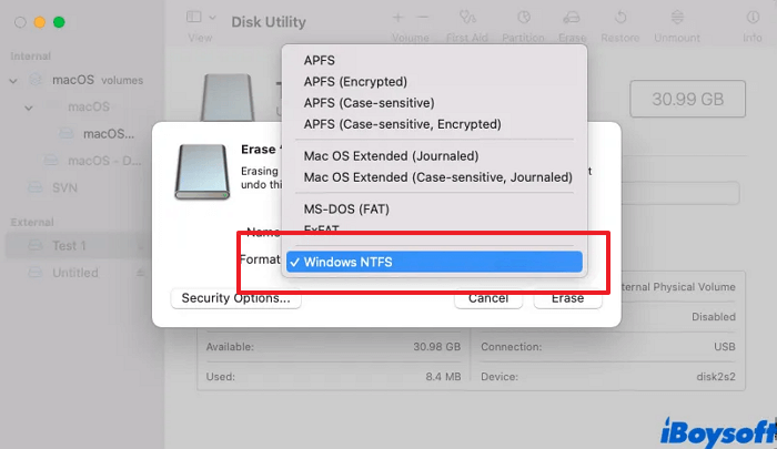 formatear usb mac a NTFS