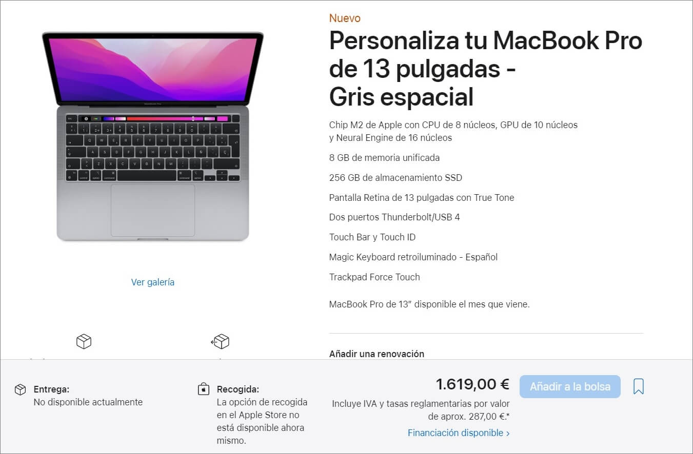 precio de nuevo Apple Macbook Pro 13