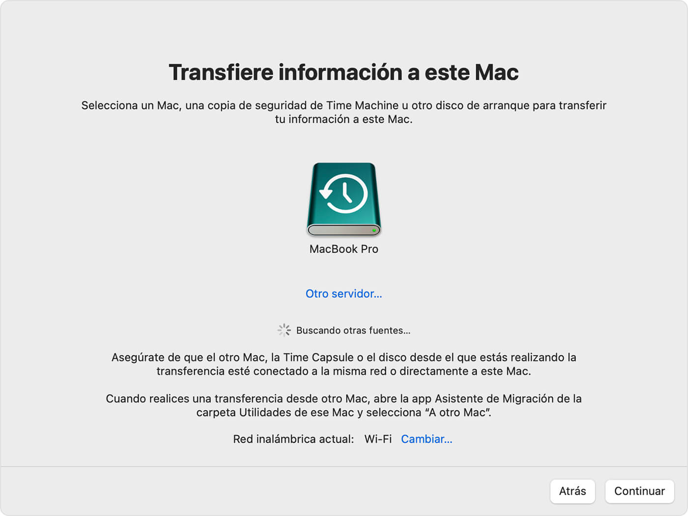 Transferir información a este Mac