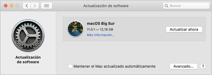 Actualizar macOS cuando Mac no detecta disco duro