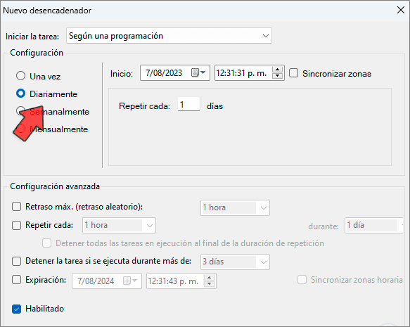 configurar frecuencia de los análisis automáticos de Windows Defender