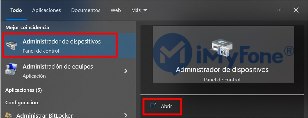 abrir Administrador de dispositivos Windows