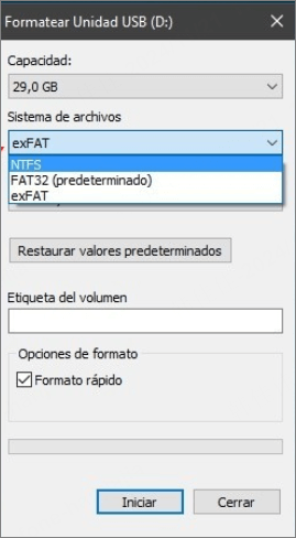 Formatear el USB