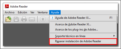 reparar instalación de Adobe Reader