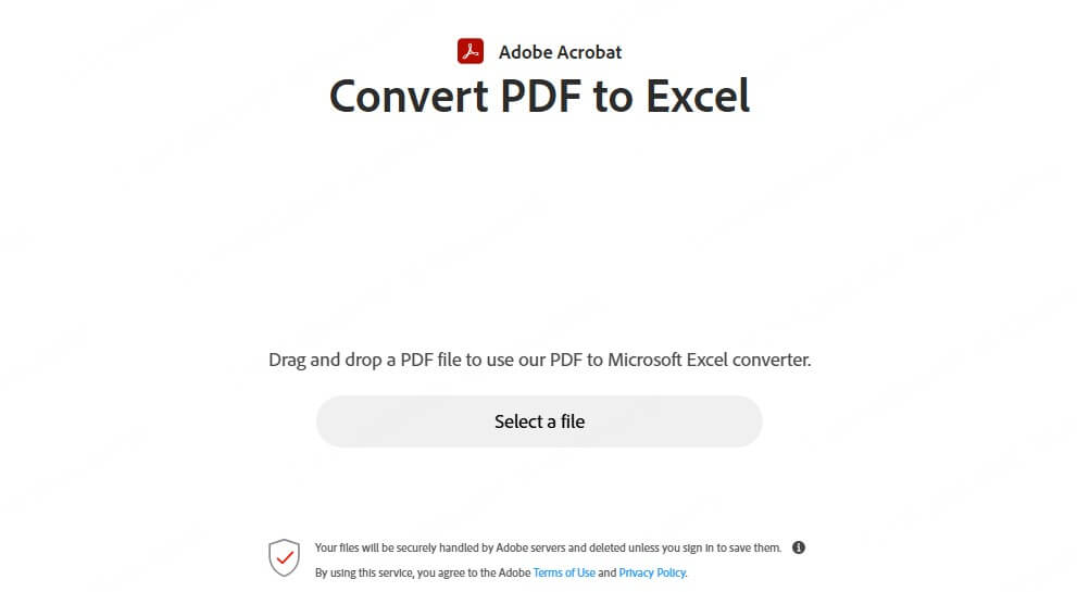 Adobe Online: PDF a Excel Gratis