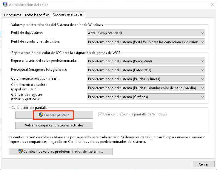 calibrar pantalla en windows