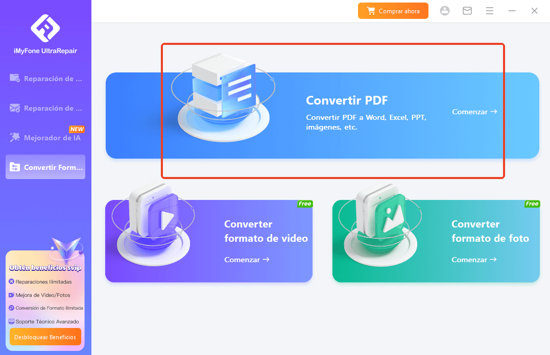 Convertir PDF en iMyFone UltraRepair