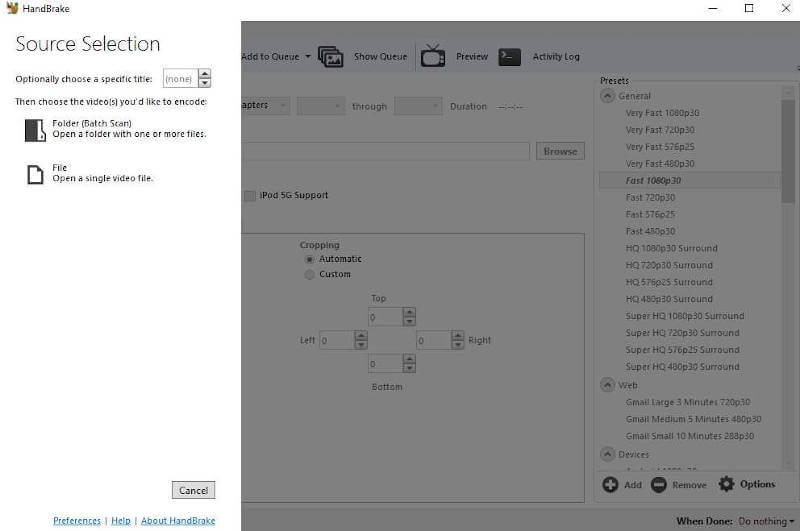 convertir de MOV a MP4 sin perder calidad con handbrake