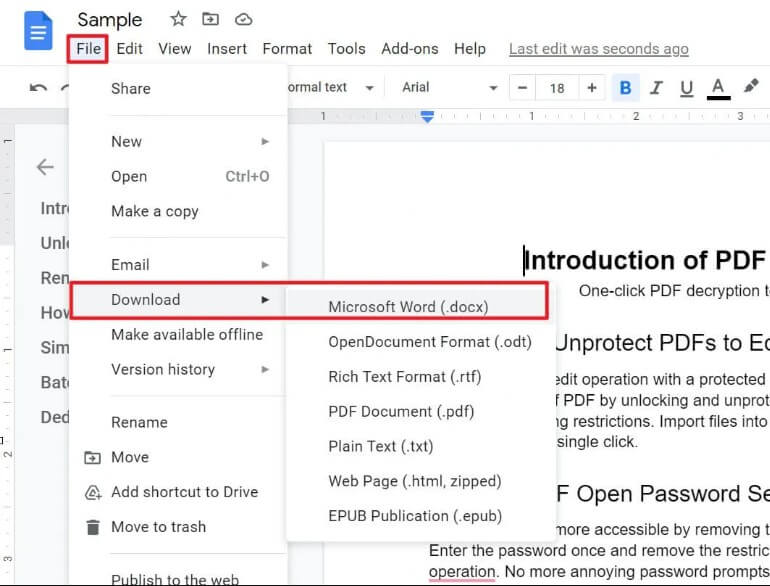 Google Docs para pasar pdf a word