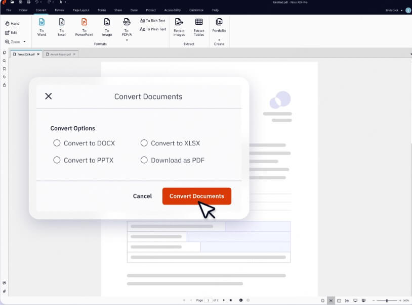 Pasar PDF a Excel en Nitro PDF
