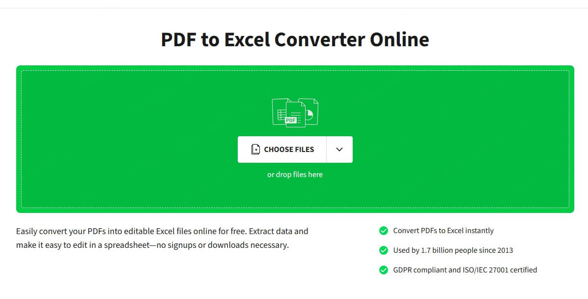 SmallPDF para PDF a Excel Gratis