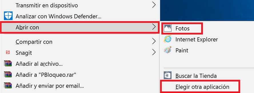 Seleccione otras aplicaciones para abrir una imagen en windows