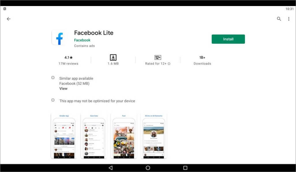 descargar Facebook Lite en BlueStacks