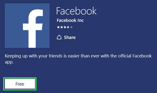 descargar Facebook para PC desde la tienda de Microsoft