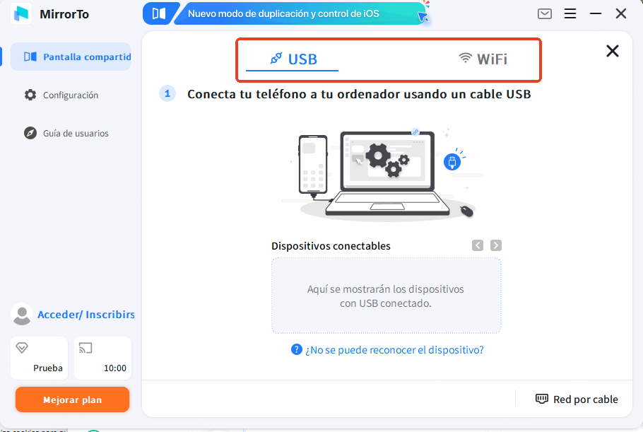 Conecta tu celular Android por USB o WiFi en MirrorTo