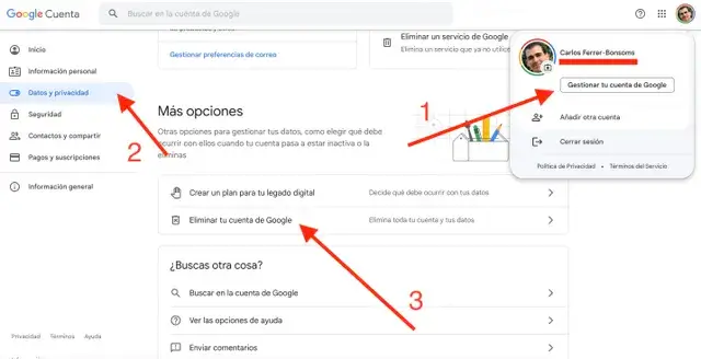 cómo quitar cuenta Google