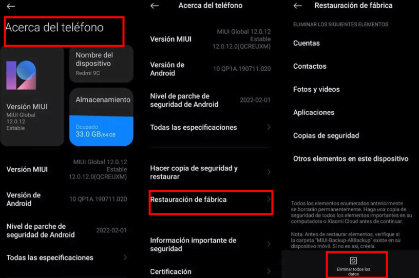 Formatear Redmi y Xiaomi en Ajuste