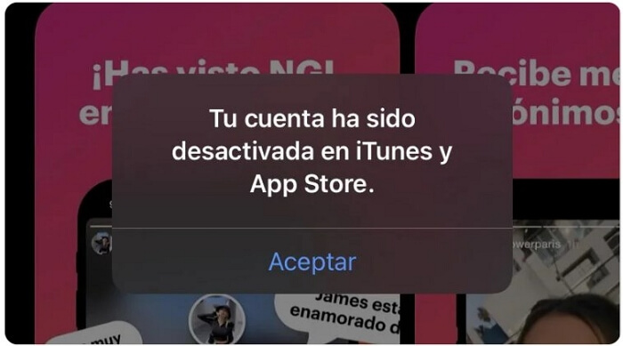 Tu cuenta ha sido desactivada en iTunes y AppStore