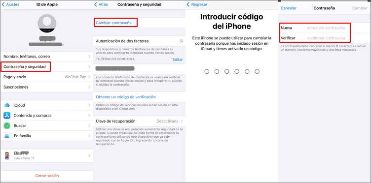 Cambiar la contraseÃ±a de ID de Apple en iPhone