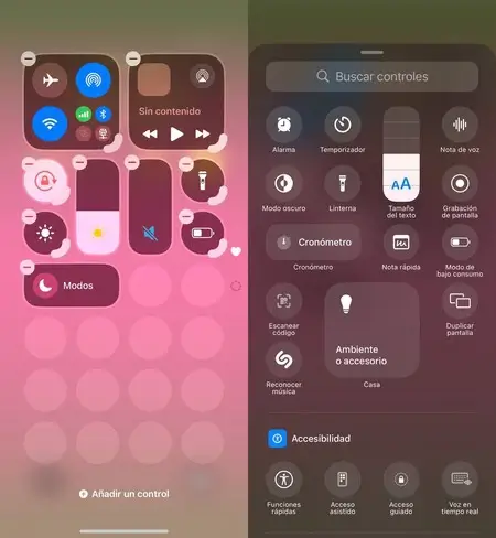 Cambiar centro de control de iOS 18