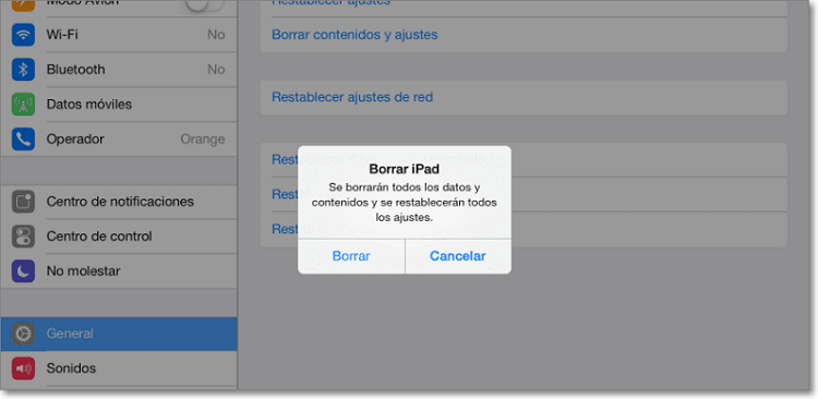 Borrar contenidos y la configuraciÃ³n iPad en iCloud