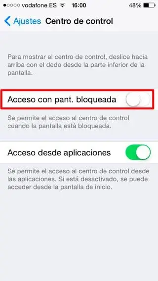 Acceso con pantalla bloqueada al centro de control de iOS 18