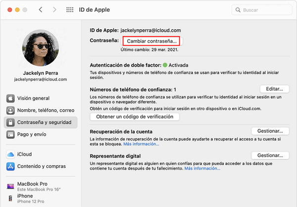 Restablecer contraseÃ±a Apple ID en Mac