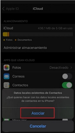 combinar contactos de apple id