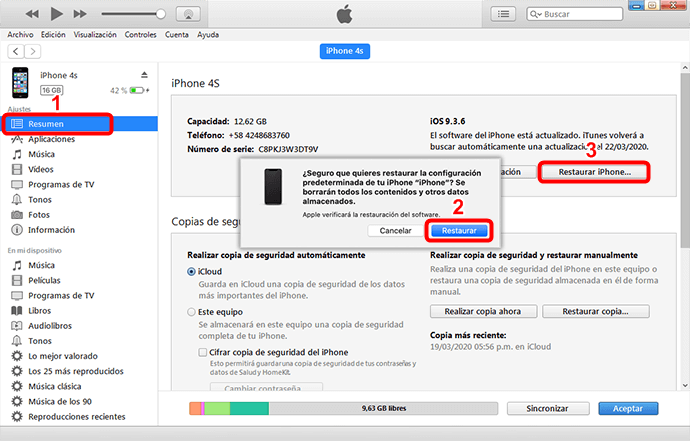 Desbloquear iPhone con pantalla rota con iTunes