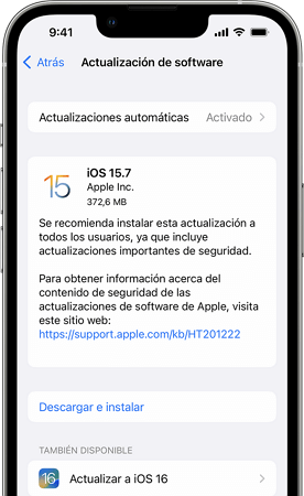 actualizar iOS 15-16