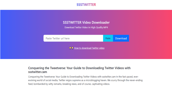 SSSTwitter-Descargar video de Twitter Online