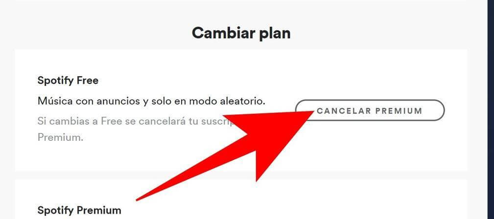 Cancelación premium de Spotify