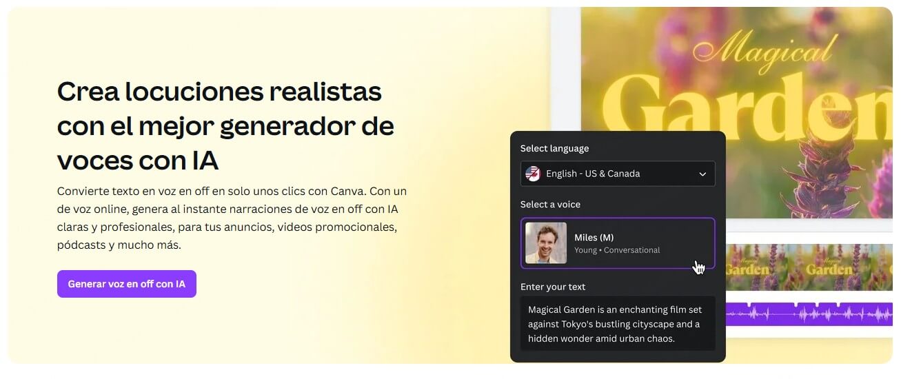 crear voz artificial con Canva