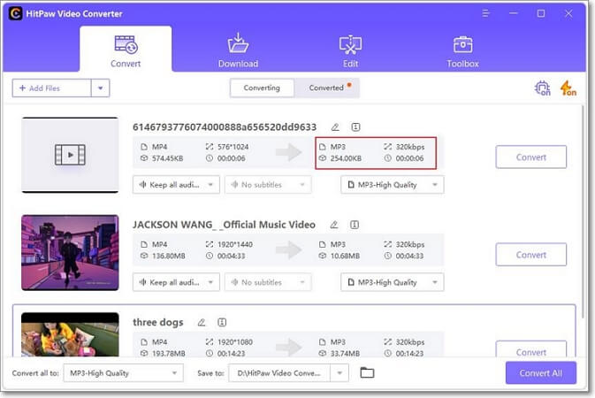 elegir mp3 para convertir archivo de youtube