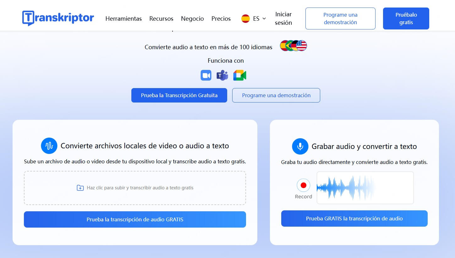Transkriptor – Plataforma simple y efectiva