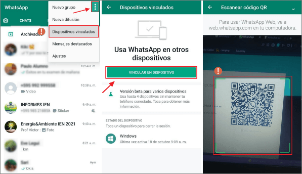 Vincular un dispositivo a whatsapp web