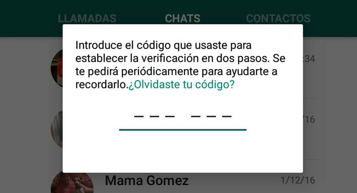 Verificar cuenta de WhatsApp con dos pasos