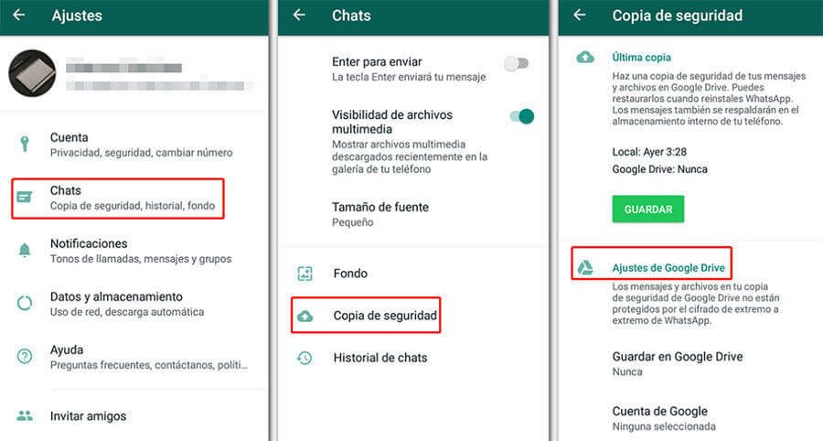 Migrar WhatsApp a través de Copia de seguridad