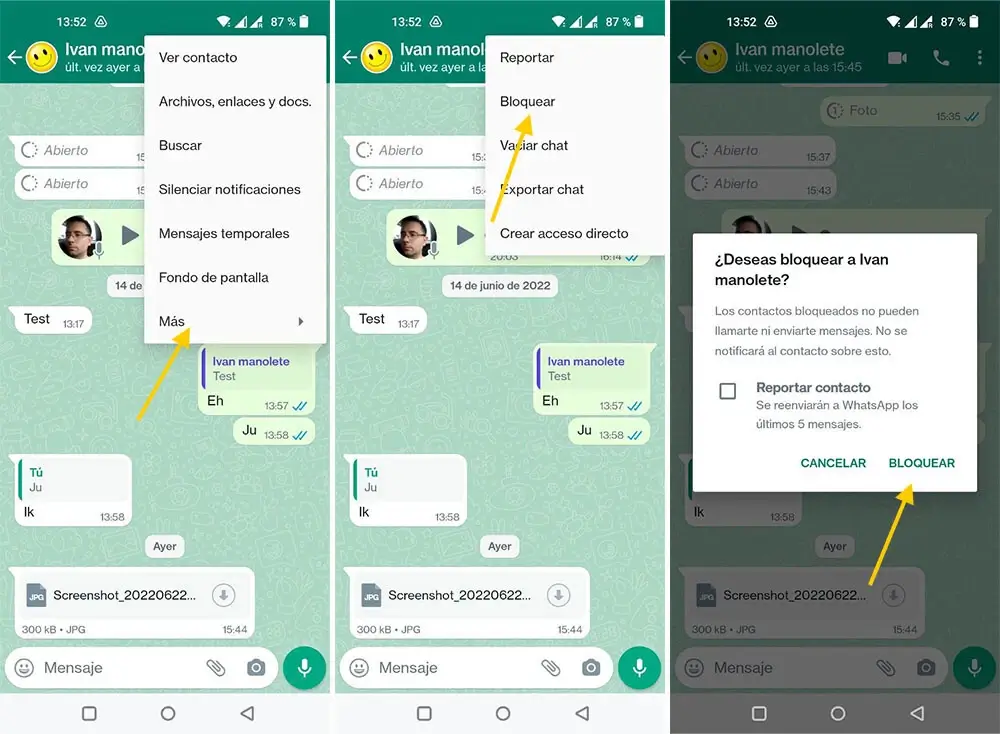 bloquear contactos WhatsApp en Android