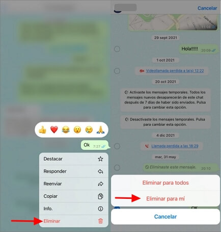 Cómo borrar mensajes de WhatsApp para todos en iPhone