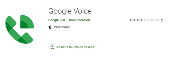 la aplición de Google Voice