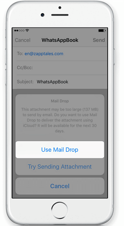 Exportar el chat de WhatsApp por Mail Drop