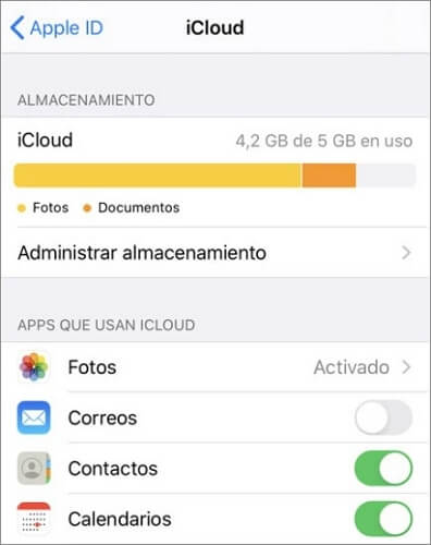 Verificar el almacenamiento de iCloud